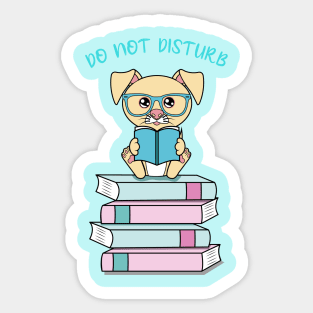 Do not disturb, cute dog reading Sticker